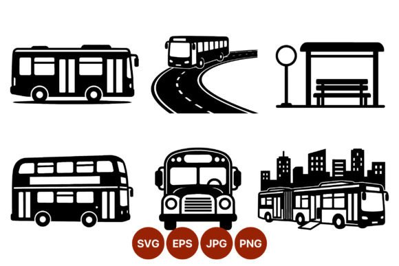 Bus Icons Vector: A Versatile Embroidery Design