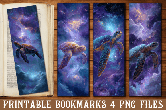 Cosmic Charm: Galaxy Space Sea Turtle Bookmark