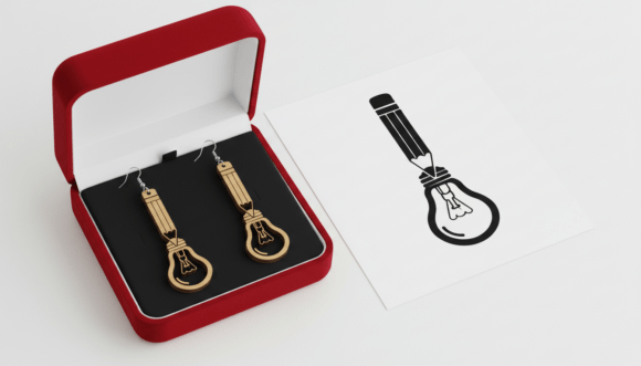 Creative Pencil Light Bulb Earring Laser Cut