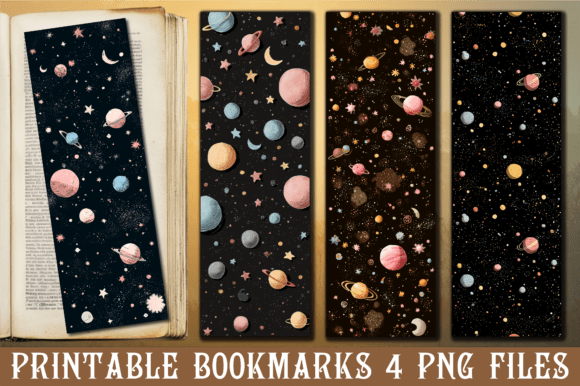 Cute Pastel Planet Star Pattern Bookmark