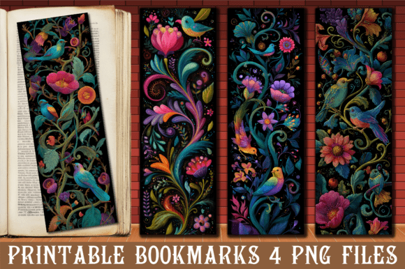 Enchanted Bird and Flower Art Bookmark