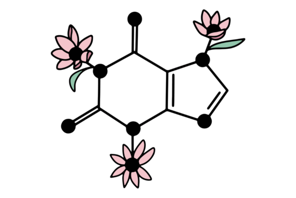 Floral Caffeine Molecule: A Scientific Yet Delicate Design