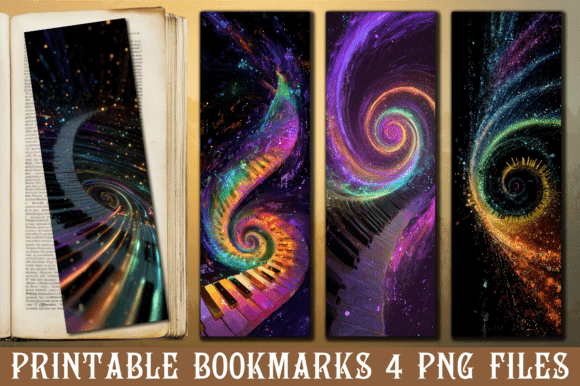 Galaxy Spiral Piano Music Art Bookmark