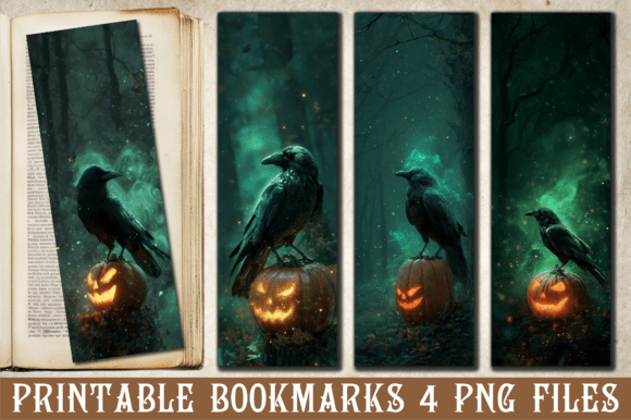 Gothic Crow Jack O Lantern Bookmark Png