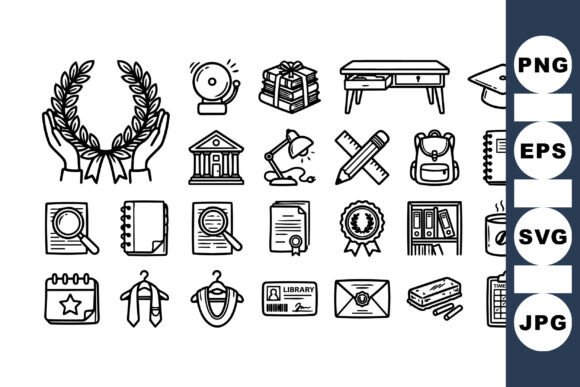 Hand Drawn Academic Icon Set: A Playful Touch