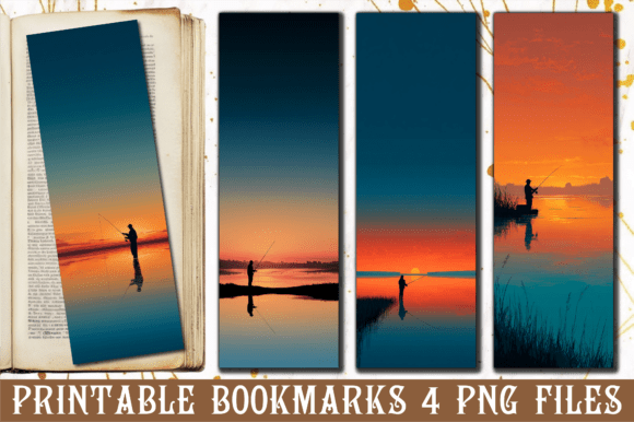 Minimalist Lake Sunset Fishing Bookmark