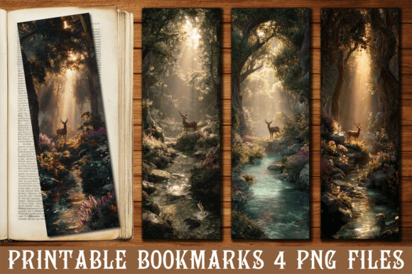 Mystical Forest Deer Sunlight Bookmark