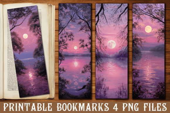 Pink Sunset River Moonlight Bookmark