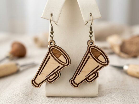 Stylish Megaphone Earring Laser Cut Design