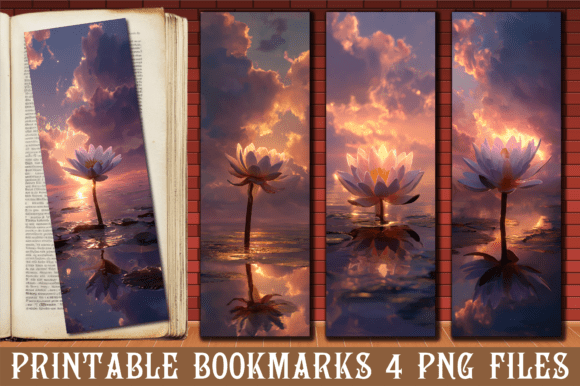 Sunset Clouds Lotus Reflection Bookmark