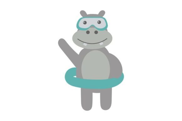 Swimmer Hippo with Goggles: A Splash of Fun