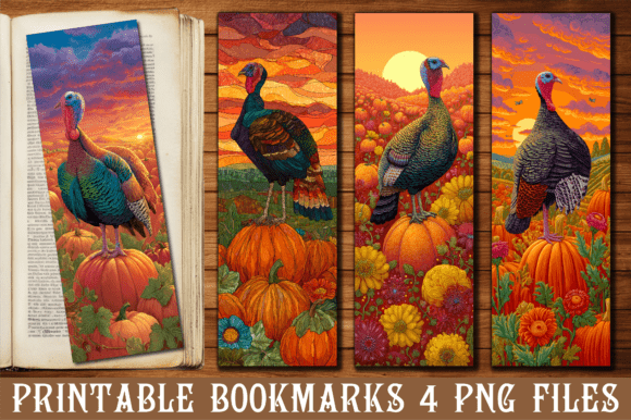 Vibrant Sunset Turkey Pumpkin Bookmark