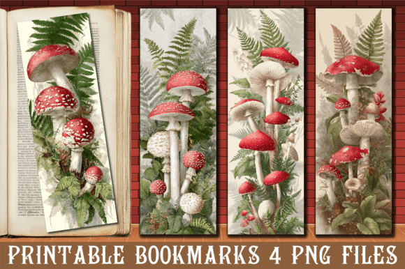 Vintage Mushroom Bookmark: A Charming Embroidery Design