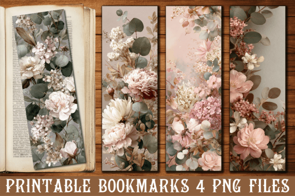 Vintage Peony Eucalyptus Art Bookmark