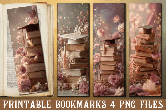 Vintage Pink Floral Graduation Bookmark