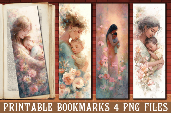 Watercolor Mother and Baby Art Bookmark
